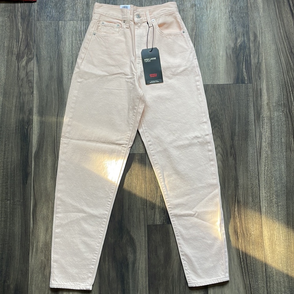Levi's High Rise Loose Taper Jeans Light peach Denim Brand new - Picture 2 of 11